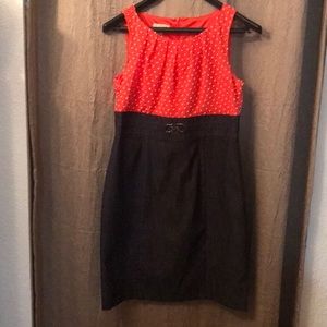 Dress red top with denim bottom. Super cute